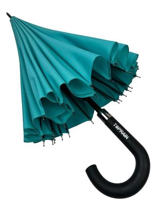 Однотонный механический зонт-трость на 24 спицы от toprain, бирюзовый, топ5 фото