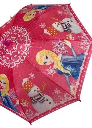 Детский зонт-трость розовый с принцессами и оборками от paolo rossi 0031-4 топ