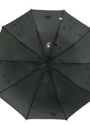 Женский зонт полуавтомат на 10 спиц, с изображением цветов, черный, 0114-3 топ4 фото