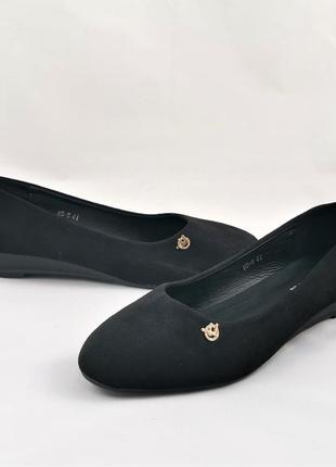. жіночі балетки чорні мокасини туфлі замшеві (розміри: 41) — 5-42 фото