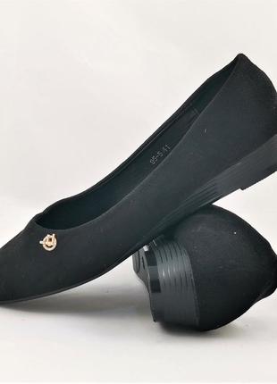 . жіночі балетки чорні мокасини туфлі замшеві (розміри: 41) — 5-44 фото