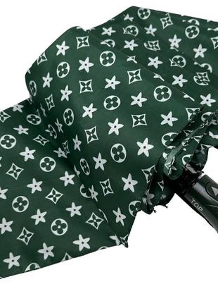 Жіноча парасоля напівавтомат від toprain на 8 спиць з принтом, зелений, 02020-44 фото