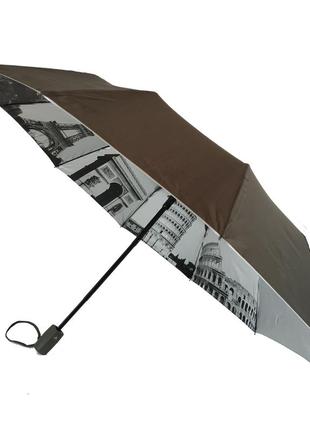 Жіноча парасоля напівавтомат bellissimo з візерунком зсередини і тефлоновим просоченням, сірий, 018315-11