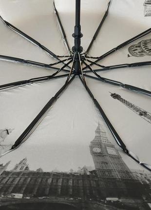 Женский зонт полуавтомат bellissimo с узором изнутри и тефлоновой пропиткой, серый, 018315-11 топ3 фото