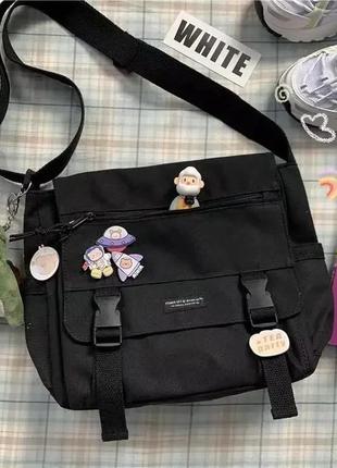 Корейская сумка школьная для универа женская для девочки с карманами готическая готика школы университета1 фото