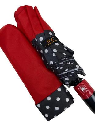 Жіноча парасолька напівавтомат на 8 спиць із малюнком гороху, від sl, червоний, 07009-45 фото