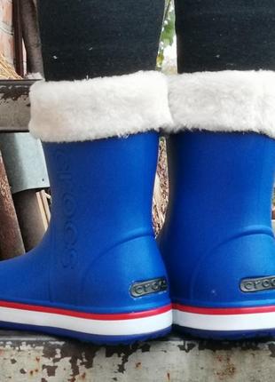 Жіночі гумові напівчоботи croc$ сині чоботи крокси теплі зимові (розміри: 36,37,38,39,40) - 166 фото