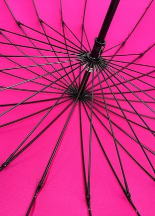 Однотонный механический зонт-трость на 24 спицы от toprain, розовый, топ6 фото