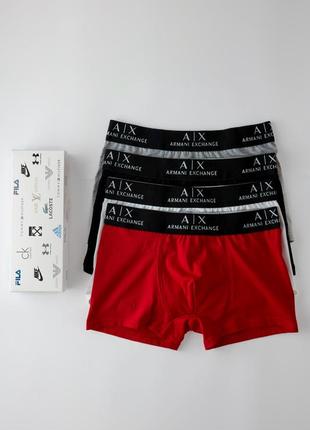 Набор мужских трусов боксеров armani 4 штуки качественные брендовые трусы боксеры армани в фирменной коробке