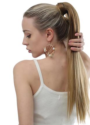 Прицепной хвост блонд 60см, косы, конский хвост, термоволокно