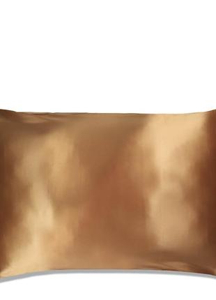 Шовкова наволочка світло коричневого кольору 50х70 см на блискавці двостороння de lure