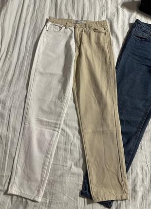 Двохкольорові джинси мом бед білі та сині голубі xs s 42-443 фото