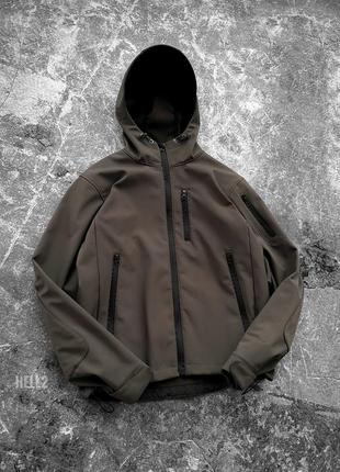 Чоловіча куртка softshell на весну у хакі кольорі premium якості, стильна та зручна куртка на кожен день