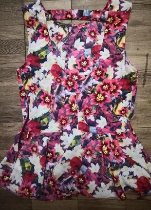 Цветочная блуза с баской, цветы2 фото