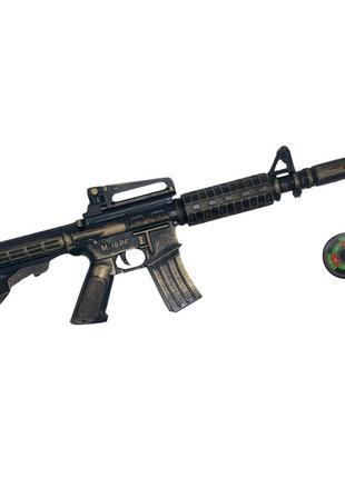 Іграшковий автомат з м'якими кулями m16 pf golden gun 910gg