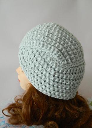 Шикарна шапка-чалма в'язаний тюрбан сірого кольору 100% hand made