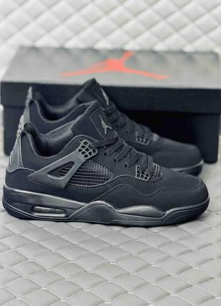 Кроссовки весенние nike jordan 4 retro black cat кроссовки унисекс найк джордан ретро 4 кросовки джордан