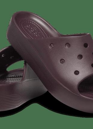 Crocs platform slide  шлепанцы крокс на платформе,цвет вишня.