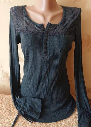Женская блуза , лонгслив, кофта в рубчик , кружево , блузка3 фото