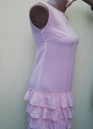 Платье розовое с воланами(рюшами)по низу(на подкладке),нарядное,вечернее франция2 фото