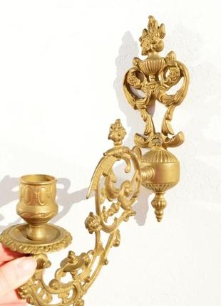 Дивовижної краси антикварний настіннй свічник із бронзи. прикрашен чудовим декором у вікторіанському стилі.5 фото