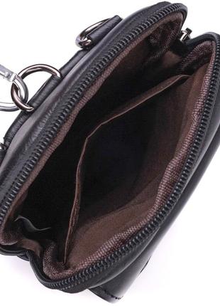 Вертикальная мужская сумка на пояс из натуральной кожи vintage 22563 черный4 фото