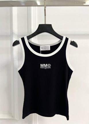 Майка maisom margiela белая черная 2