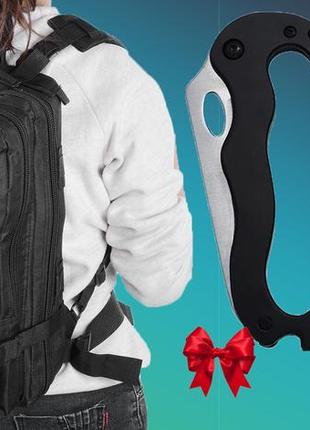 Военный тактический туристический рюкзак 25л черный + подарок тактический карабино нож 5в13 фото