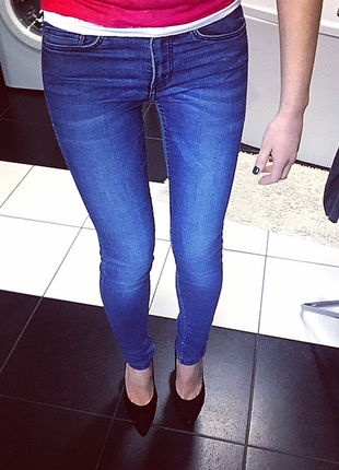 Синие базовые джинсы/ лосины/ брюки/ стейчевые штаны/ облегающие джинсы1 фото
