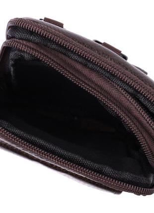 Компактна чоловіча сумка на пояс із натуральної шкіри vintage 22141 коричневий4 фото