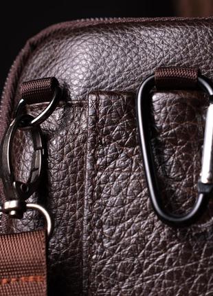 Компактна чоловіча сумка на пояс із натуральної шкіри vintage 22141 коричневий8 фото