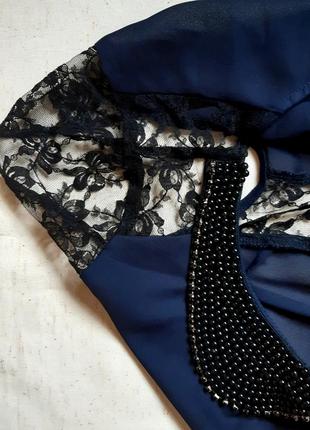 Нарядная черно синяя шифоновая блуза "dorothy perkins" англия размер 484 фото