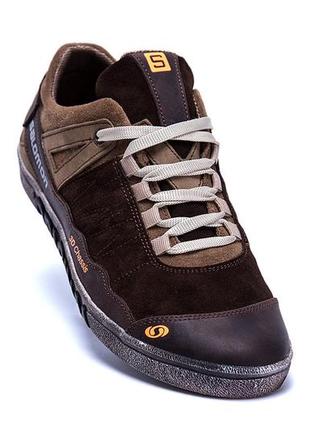 Кеды кроссовки мужские кожаные salomon deep brown5 фото