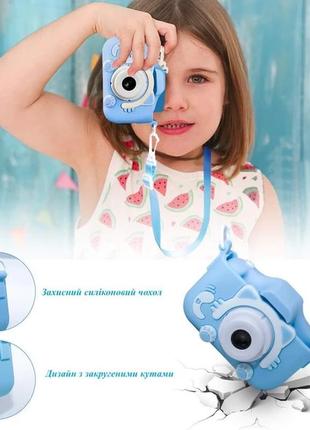 Дитяча фотокамера із записом відео та іграми children's fun camera steep/ дитячий фотоапарат з чехлом5 фото