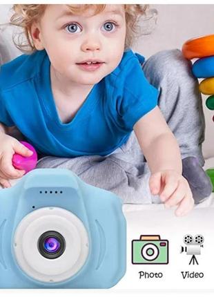 Дитяча фотокамера із записом відео та іграми children's fun camera steep/ дитячий фотоапарат з чехлом8 фото