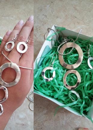 ✨набір прикрас сережки+ підвіска з ланцюжком/ набір сережки кольє