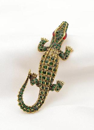 Стильна ювелірна брошка кулон крокодил аллигат❤️ор🐊супер ціна розпродаж!