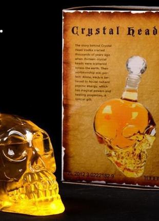 Графин в форме черепа 1л (1000мл) со стеклянной крышкой, для виски, водки, коньяка