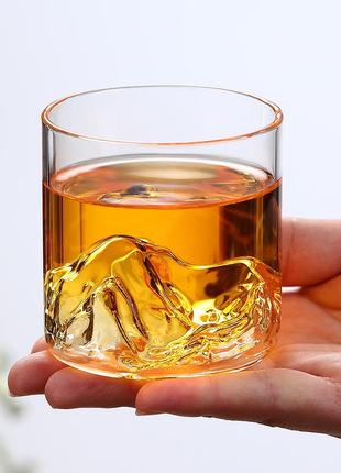 Низкий стакан для виски в японском стиле mount 200 мл стеклянный (холодная гора)2 фото