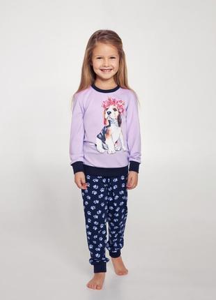 Домашній бавовняний комплект для дівчинки в блакитному кольорі ellen gnp 086/002