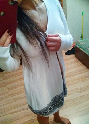 Стильний довгий кардиган ангора орнамент, розмір 16-18