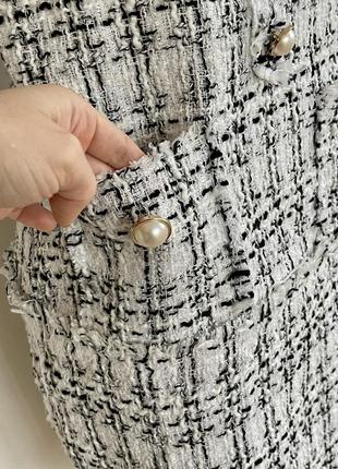 Shein платье твид плетение chanel жемчуг кутюрная ткань5 фото