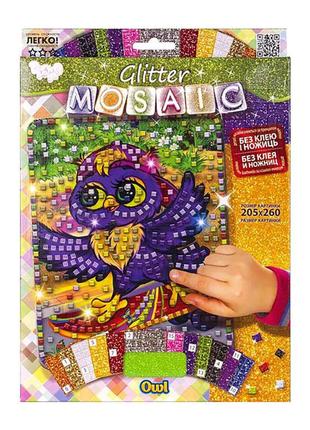 Креативна творчість "glitter mosaic owl" бм-03-04 блискуча мозаїка