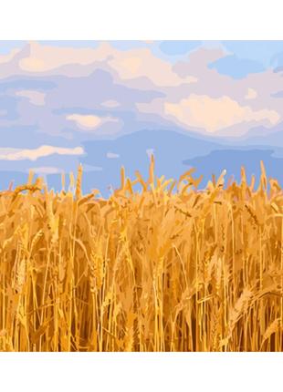 Картина за номерами strateg преміум пшеничне поле з лаком розміром 40х50 см (gs1337)