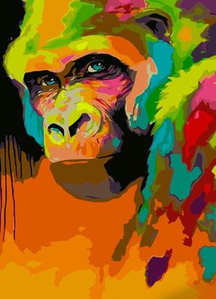 Картина за номерами strateg преміум арт-мавпа з лаком та з рівнем розміром 40х50 см (gs1500)