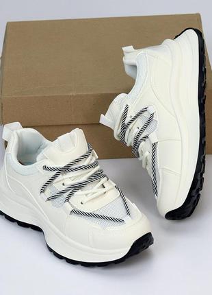 Трендові кросівки мікс на потовщеній підошві модна шнурівка 20802
