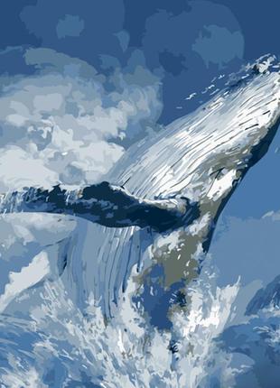 Картина за номерами strateg преміум могутність кита з лаком розміром 40х50 см (dy401)