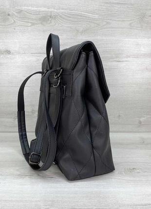 Стеганый женский сумка рюкзак черного цвета5 фото