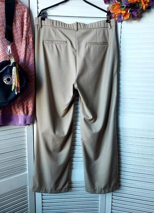 Брюки штаны палаццо широкие на высокой талии посадке с карманами бежевые eur 16 xl-xxl  h&m6 фото