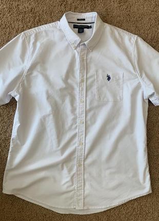 Рубашка мужская белая брендовая u.s. polo assn. размер xl